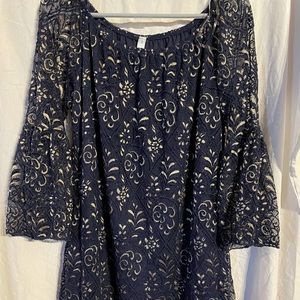 Beautiful Navy Blue with gold undertones dress.